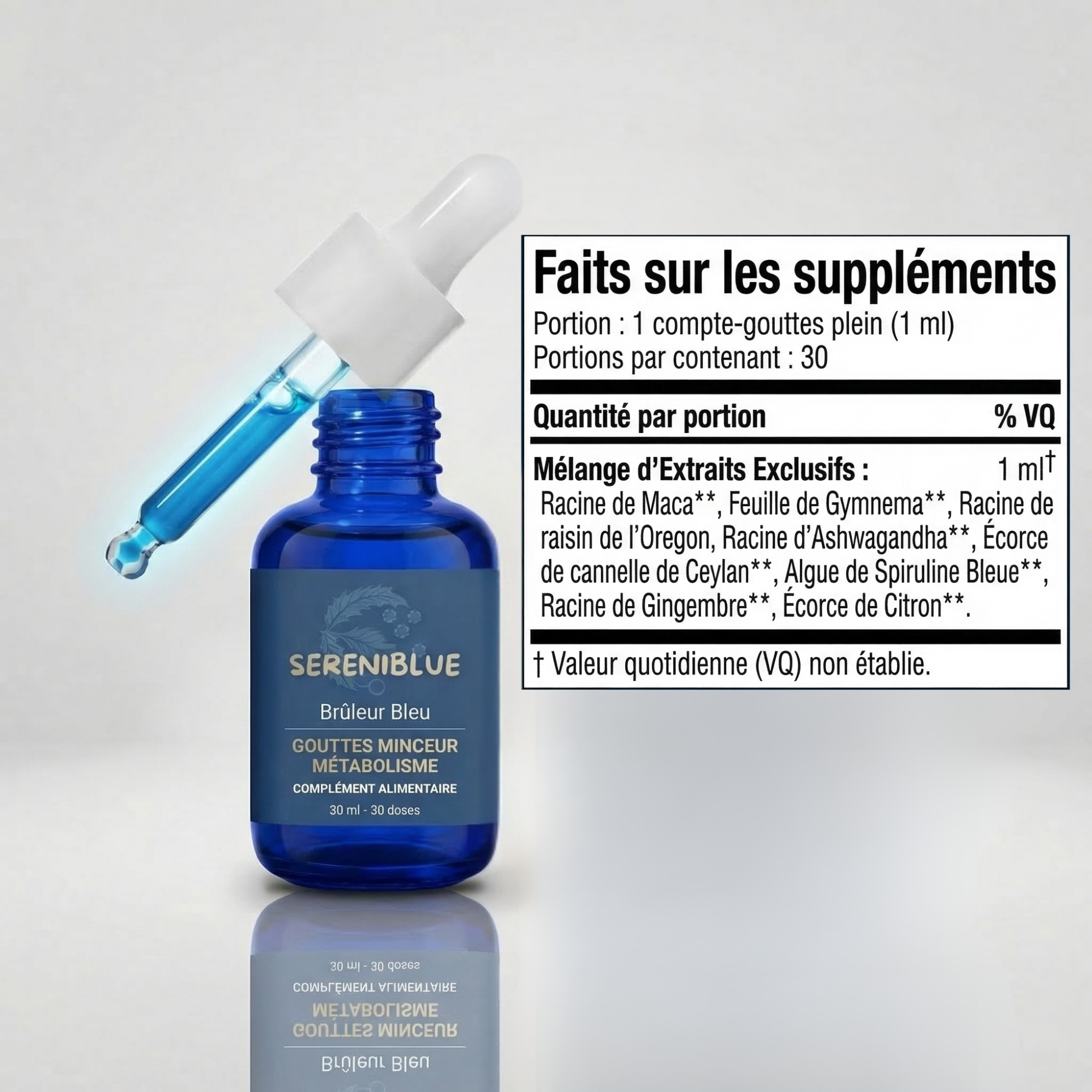 Gouttes Minceur SereniBlue - Brulez plus naturellement sans vous priver