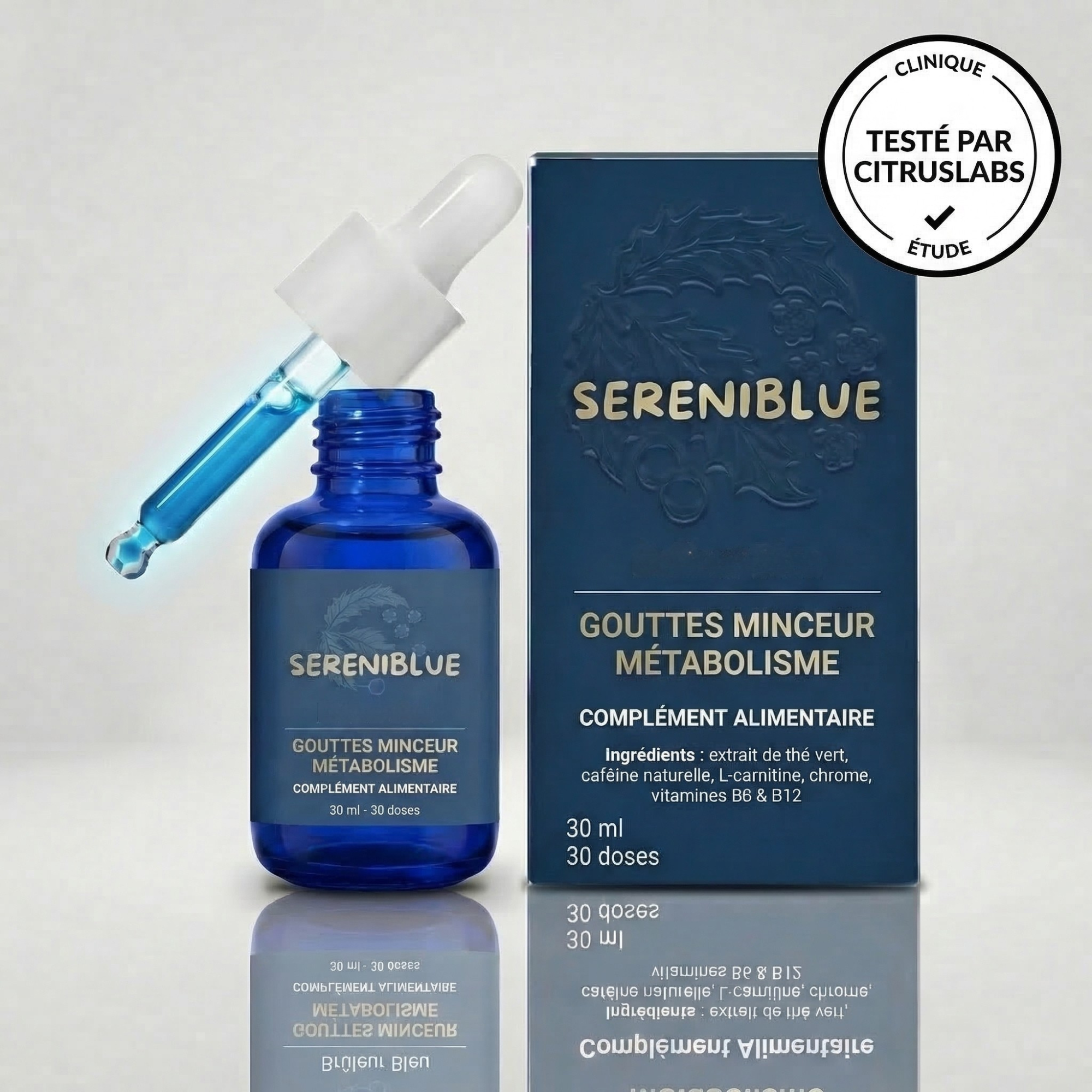 Gouttes Minceur SereniBlue - Brulez plus naturellement sans vous priver